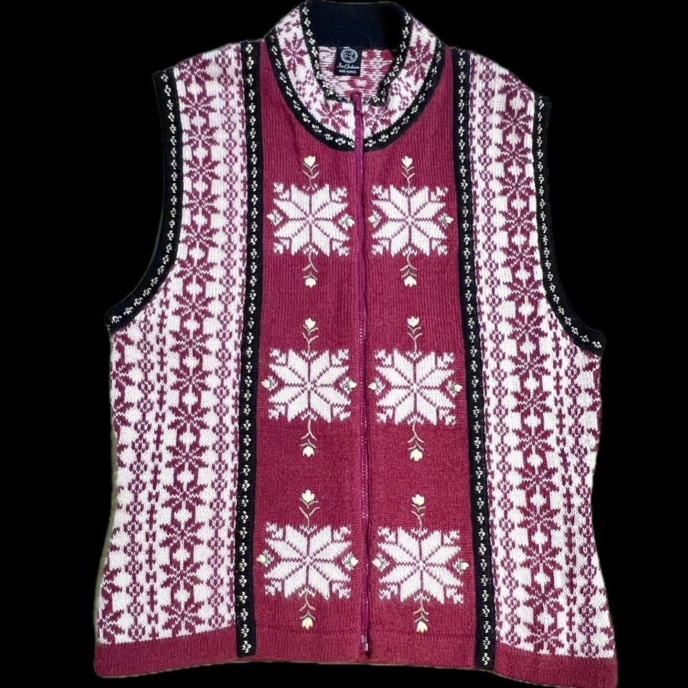 Inca Fashion baby alpaca knit‎ sweater cardigan sleeveless fair isle ski lodge